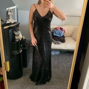 Black Sparkly Floor Length Prom Dress